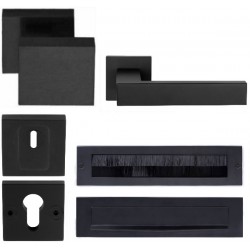 Complete voordeurset Square mat zwart