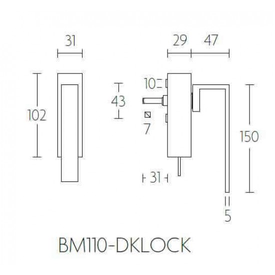 Draaikiepbeslag Ribbon BM110-DKLOCK mat RVS