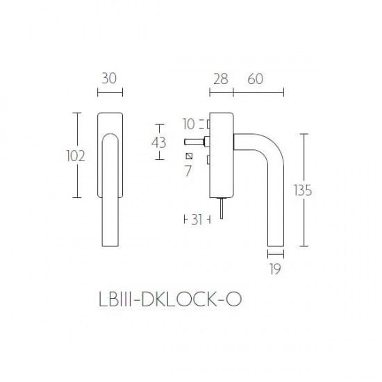 Draaikiepgarnituur LB3-DKLOCK-O Mat zwart