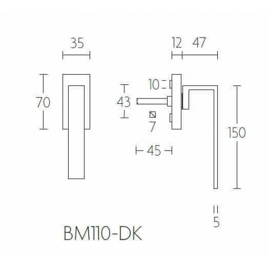 Draaikiepbeslag Ribbon BM110-DK mat zwart