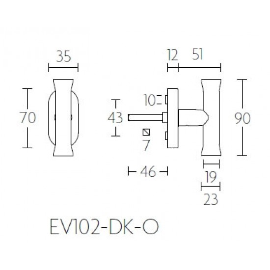 Draaikiep Nour EV102-DK-O mat zwart, gepolijst RVS of PVD mat goud