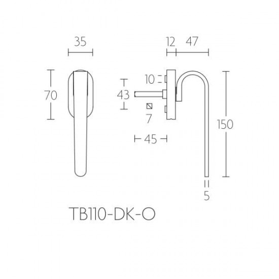 Draaikiep Fold TB110-DK mat RVS